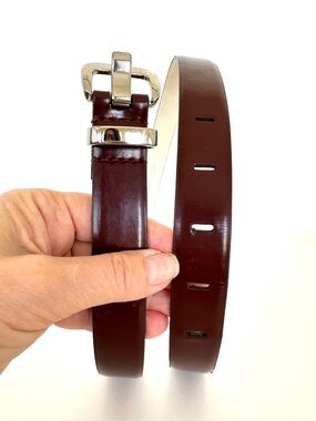 Nine West Brown Leather Belt with Silver Buckle